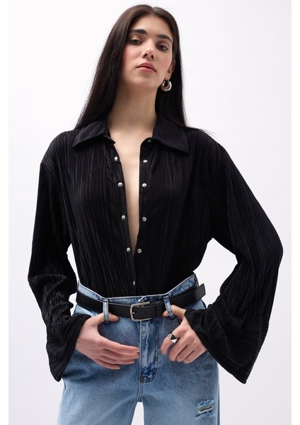 Oversize Dokulu Gömlek indirimleri