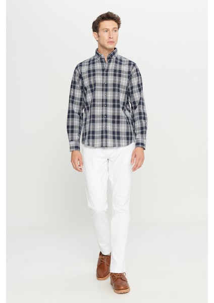 Comfort Fit Rahat Kesim Düğmeli Yaka Ekose Desenli Gömlek fiyatları