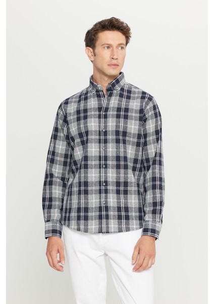 Comfort Fit Rahat Kesim Düğmeli Yaka Ekose Desenli Gömlek modelleri