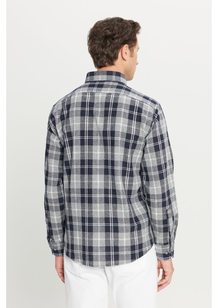 Comfort Fit Rahat Kesim Düğmeli Yaka Ekose Desenli Gömlek indirimleri