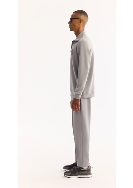 Erkek Gri Dik Yaka Fermuarlı Soft Touch Baskılı Regular Fit Sweatshirt A52Y1273 modelleri