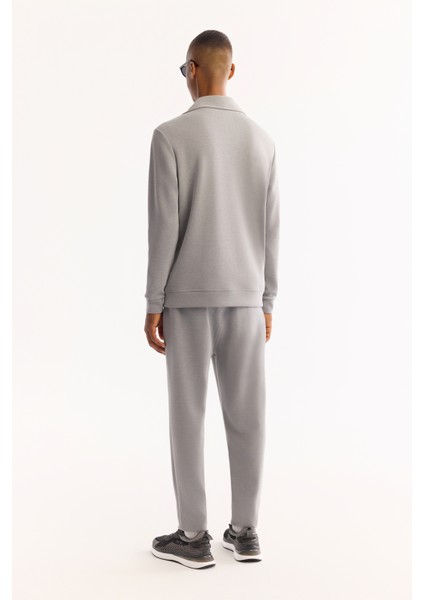 Erkek Gri Dik Yaka Fermuarlı Soft Touch Baskılı Regular Fit Sweatshirt A52Y1273 fırsatları