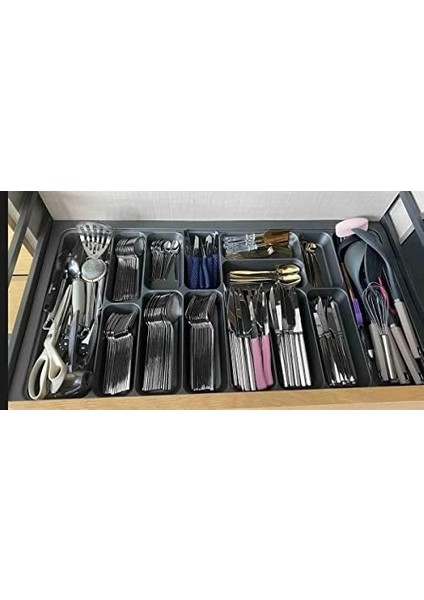 85X49 Cm. 14 Gözlü Antrasit Çekmece Içi Kaşıklık 80 * 40 Cm'e Kadar Kesebilirsiniz modelleri