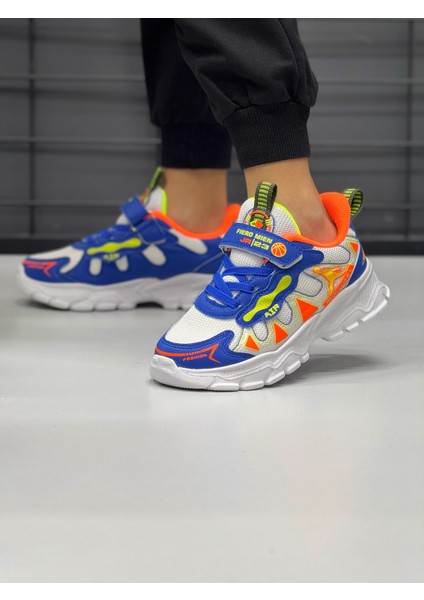 Unisex Bantlı Faylon Taban Çocuk Spor Ayakkabı-Beyaz-Sax fiyatları