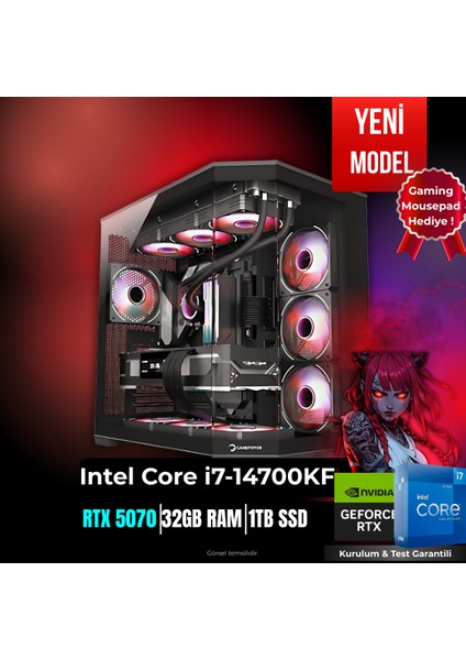 TEKDENV95/İ7-14700KF/RTX 5070/32GB Ram/1tbssd/rgb Mousepad Hediyeli!