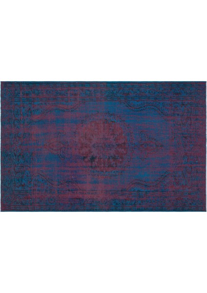 Mavi Göbekli Yün Modern Desenli Yün Hav Toz Vermez Leke Tutmayan Salon Yolluk Mutfak El Dokuma Halı