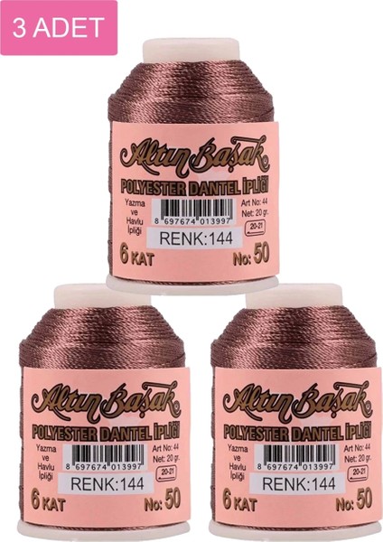 3 Adet Altınbaşak Oya ve Dantel Ipi 20 gr - - No: 144