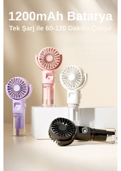 Taşınabililir Su Hazneli Mini USB Şarjlı 3 Kademeli Askılı El Vantilatör Fan Soğutucu F4 modelleri
