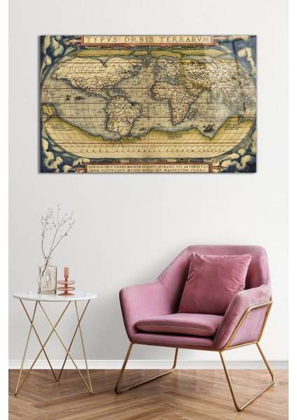 Eski Detaylı Dünya Haritası Cam Tablo, Darbelere Dayanıklı Kırılmaz Cam, Hediyelik fiyatları
