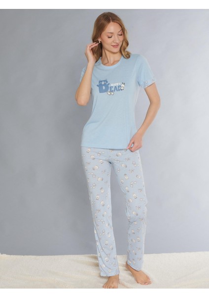 Kısa Kol Pijama Takım Sevimli Desenli Yazlık Viskon Pijama Dowry 08-127 fiyatları