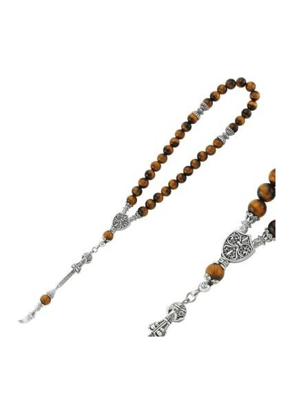 Kaplan Gözü 925 Ayar Gümüş Tesbih