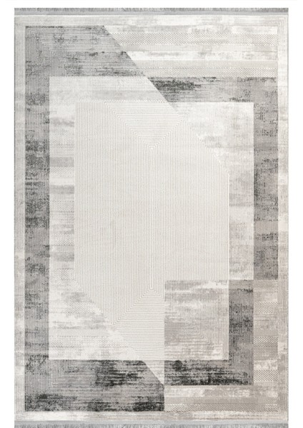 Zainab Modern Gri Akrilik Dikdörtgen Modern Desenli Akrilik Hav Vermeyen Leke Tutmayan Kolay Temizlenen Yumuşak Makine Salon Yolluk Mutfak Halı