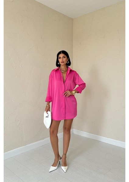 Fuşya Çıtçıtlı Saten Gömlek fiyatları