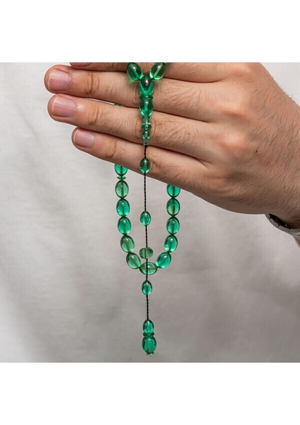 Sıkma Kehribar 925 Ayar Gümüş Tesbih