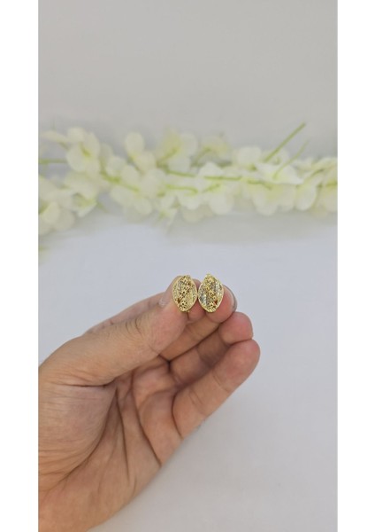 14 Ayar Altın Kaplama Zirkon Taşlı Kadın Küpe – Zarif ve Işıltılı (M24) fiyatları