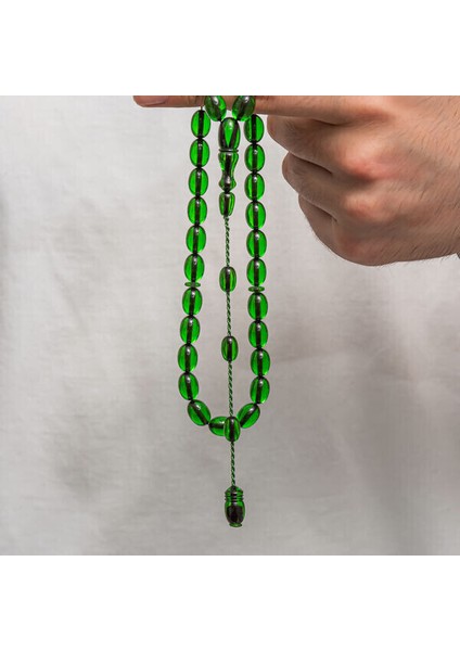 Sıkma Kehribar 925 Ayar Gümüş Tesbih