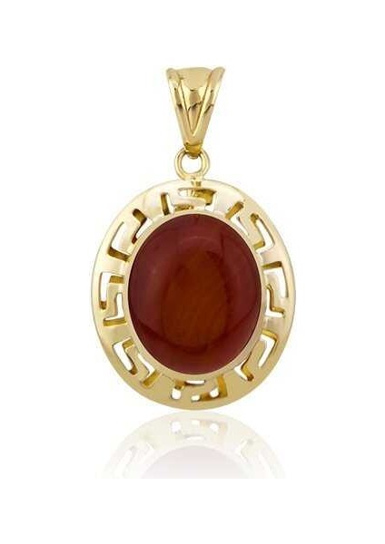 Greek Desen Akik Taşlı Kolye Ucu