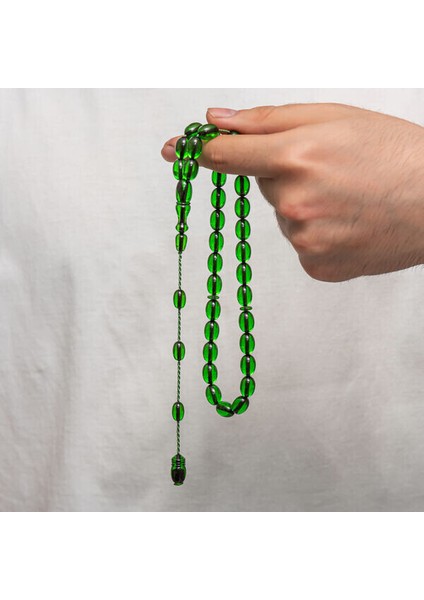 Sıkma Kehribar 925 Ayar Gümüş Tesbih