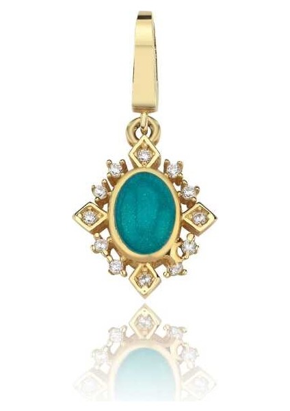 Oval Mavi Mineli Charm