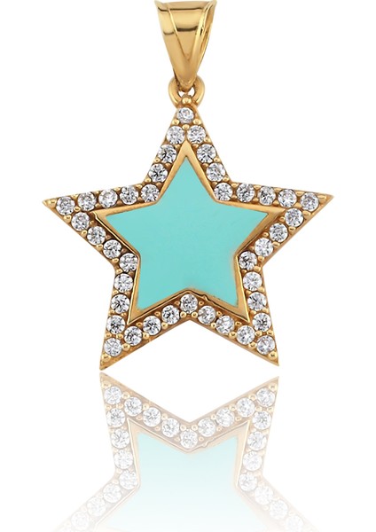 Aqua Mineli Taşlı Yıldız Kolye Ucu