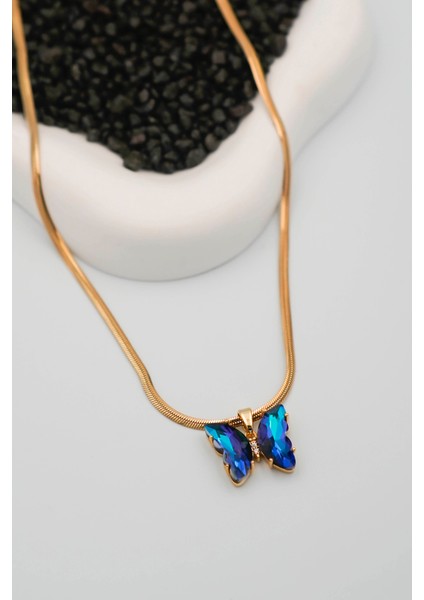 316L Çelik Kadın Kelebek Kolye ve Taşlı Melek Yüzük Set (Kutulu) fiyatları