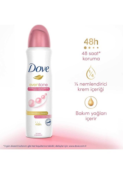 Kadın Sprey Deodorant Eventone 1/4 Nemlendirici Krem Etkili Kalendula Özü 150 ml X3 Adet modelleri