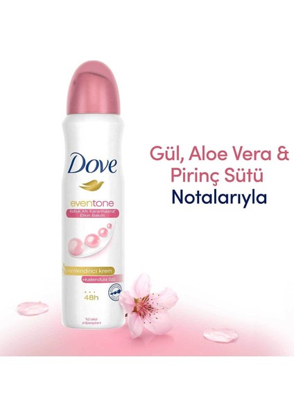 Kadın Sprey Deodorant Eventone 1/4 Nemlendirici Krem Etkili Kalendula Özü 150 ml X3 Adet