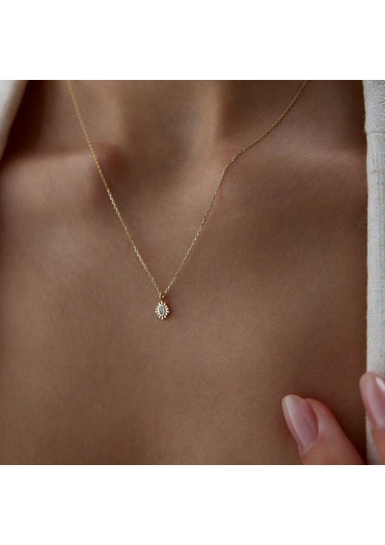 Oval Taşlı Mini Kolye