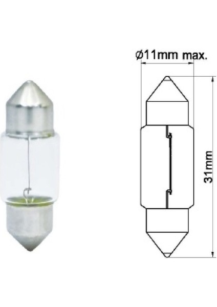 1254 ,11X31MM 24V/10W Sofit Lamba