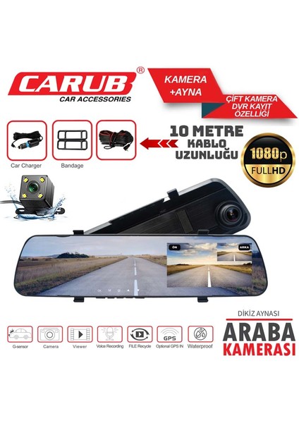 Kamera +Ayna Çift Kamera Dvr Tft Geniş 10 mt fiyatları