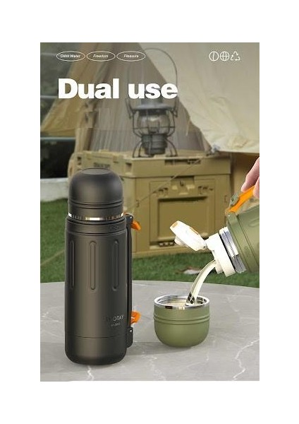 Durable Çelik Termos Matara 1500ML Krem indirimleri