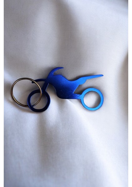 Motosiklet Model Sert Alüminyum Motorcu Anahtarlık 1 Adet (Mavi)