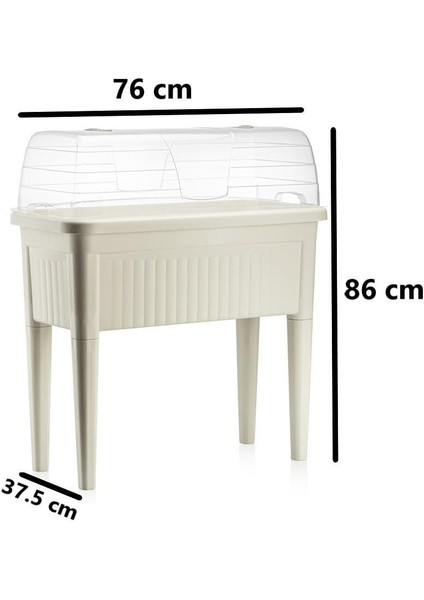 So-Abs3 Fanuslu Ayaklı Bahçe Yetiştirme Saksı 60 Lt Kirli Beyaz 3 Adet modelleri