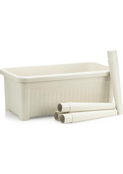 So-Abs3 Fanuslu Ayaklı Bahçe Yetiştirme Saksı 60 Lt Kirli Beyaz 3 Adet indirimleri