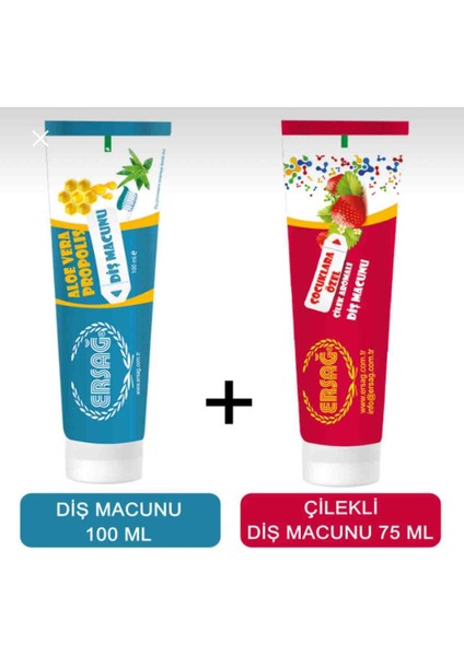 Diş Macunu 100 ml + Ersağ Çilekli Diş Macunu 75 ml