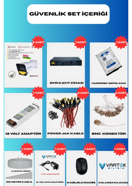 2 Kameralı Set - 320 GB Hdd, 9 LED Gece Görüşlü Full Hd Güvenlik Kamerası Sistemi fırsatları