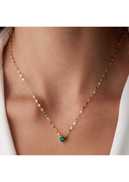 Yeşil Taşlı Boomerang Kolye