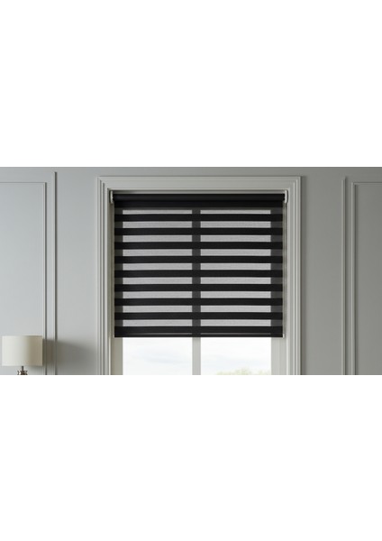 Siyah Uno Serisi (Uno140) Metal Kasa Düz Zebra Stor Perde