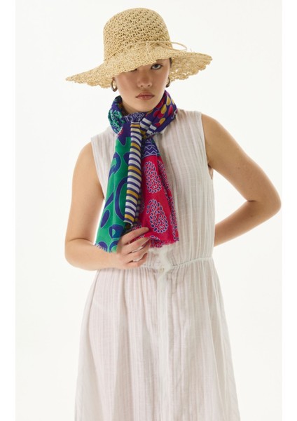 Adalie Etnik Çiçek Desen Yeşil Pamuklu Şal fiyatları