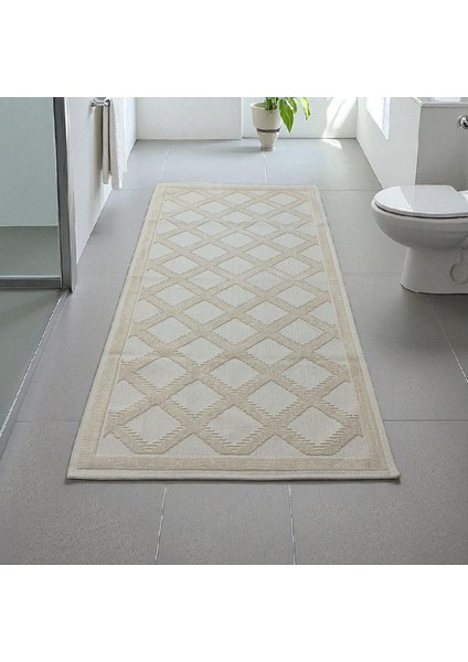 Pamuklu Kaymaz Taban Dikdörtgen Banyo Paspası 80X150 Cm, Pamuk Dokuma Banyo Halısı