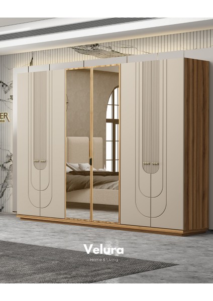 Kelebek Modern 6 Kapaklı Aynalı Gardırop (Dolap)
