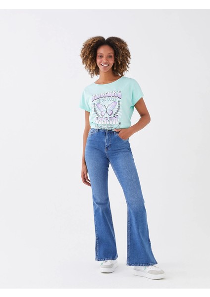 Lcw Jeans Indigo Yüksek Bel Mars Flare Kadın Jean Pantolon
