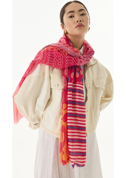 Adalie Etnik Çiçek Desen Fuşya Pamuklu Şal fiyatları