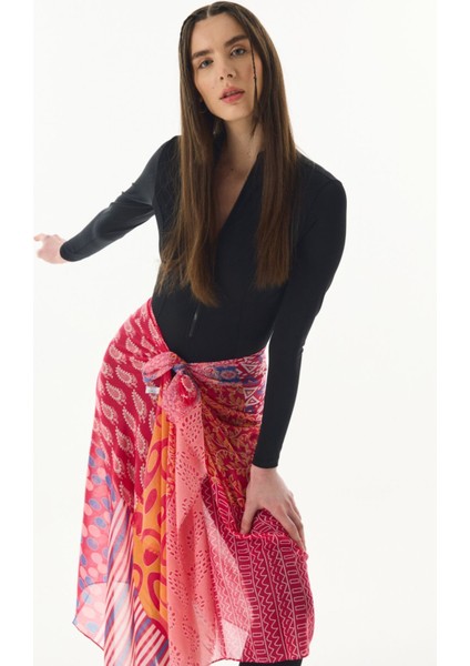 Adalie Etnik Çiçek Desen Fuşya Pamuklu Şal indirimleri