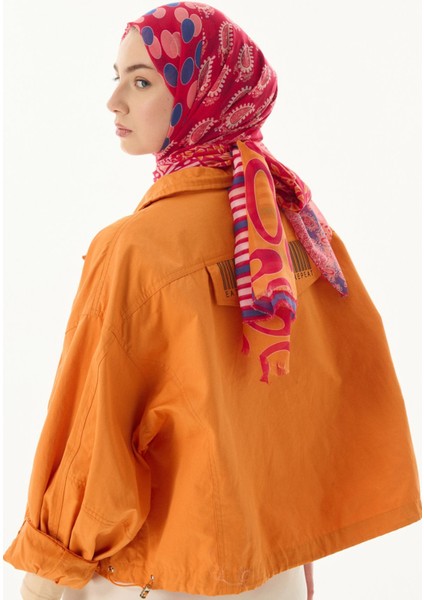 Adalie Etnik Çiçek Desen Fuşya Pamuklu Şal