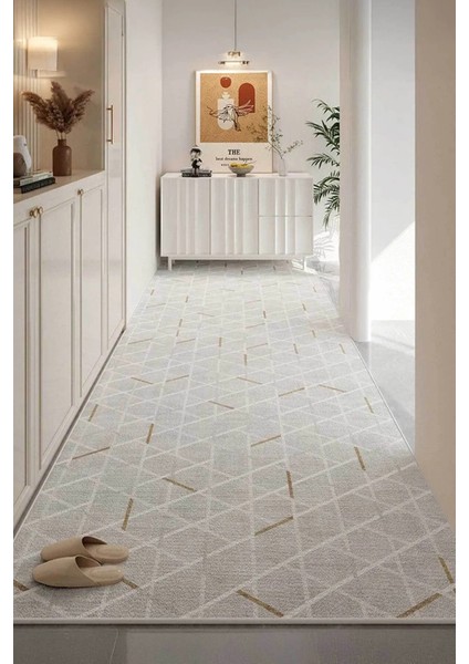 Dijital Baskı Kaymaz Yıkanabilir Modern Çizgili Salon Halısı Mutfak Halısı Yolluk DC-7328