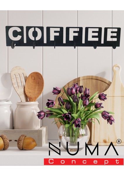 Dekoratif Coffee Yazılı Mutfak Dekorasyon Fincan ve Kupa Askılığı