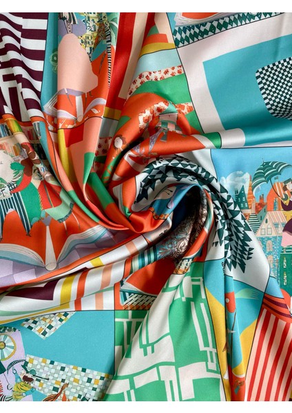 Scarf Turquaz Kareli Fular 70*70 cm fiyatları