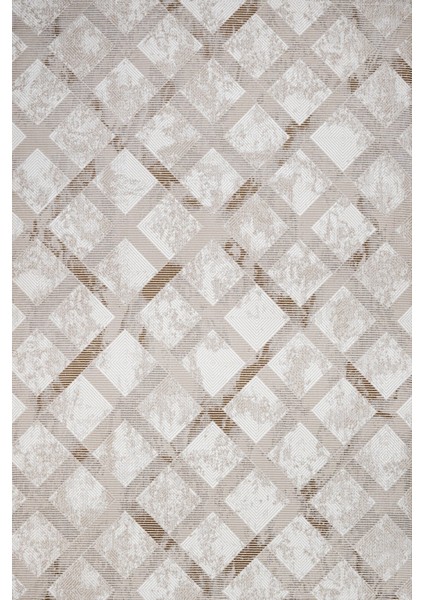 Geometrik Krem Pamuk Daire Modern Desenli Pamuk Makinada Yıkanabilir Hav Toz Vermez Leke Tutmayan Kaymaz Taban Dijital Makine Baskı Salon Yolluk Mutfak Halı