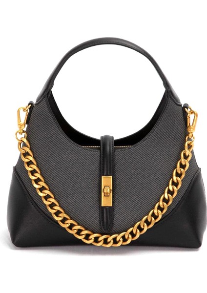 930409 Kadın Gold Zincir Aksesuarlı El Çantası Siyah
